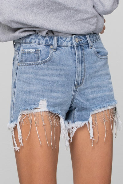 RHINESTONE DENIM SHORTS