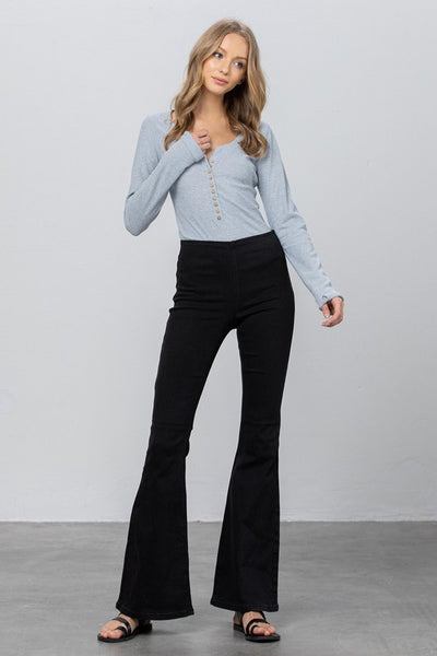 MID-RISE BANDED WIDER FLARE JEANS