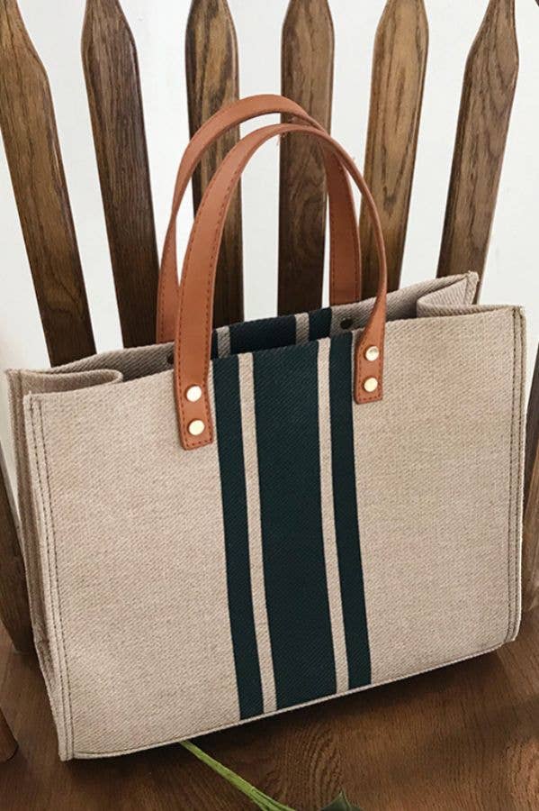 Prim and Proper Striped Canvas Tote Bag