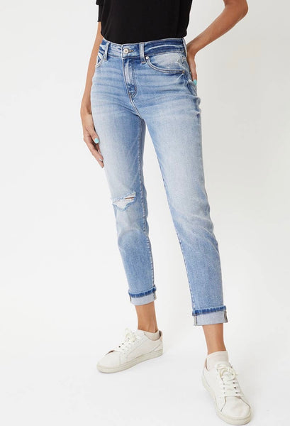 KanCan High Rise Distressed Mom Jean The "Donna"