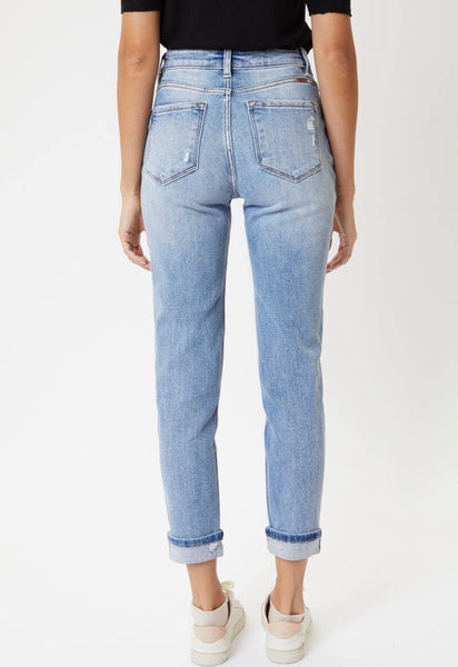 KanCan High Rise Distressed Mom Jean The "Donna"