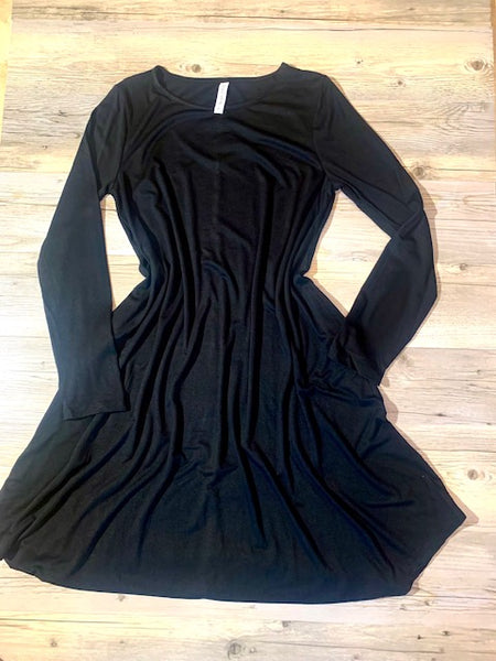 Side-pocket Long Sleeve Dress