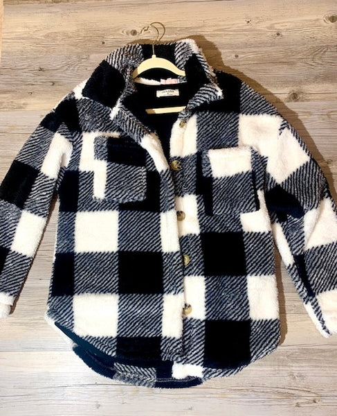 Plaid Faux Fur Shacket