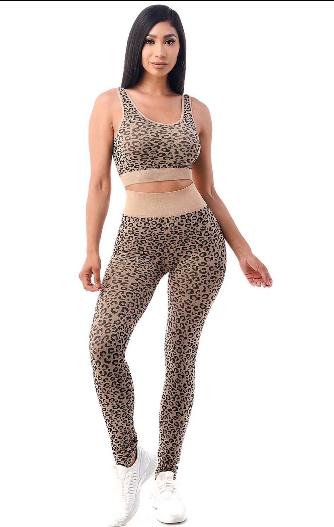 Seamless Leopard Bralette and Legging Set