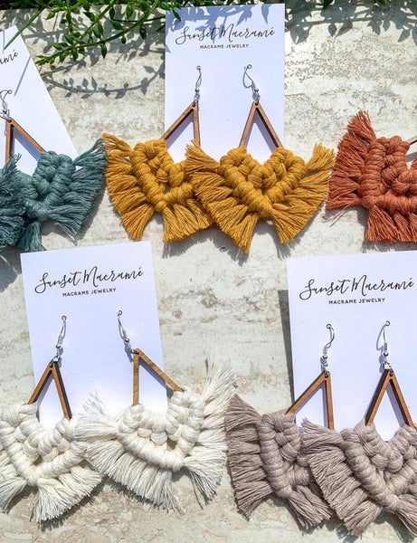 Heart- Shaped Macrame Earrings