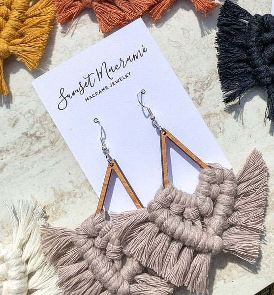 Heart- Shaped Macrame Earrings