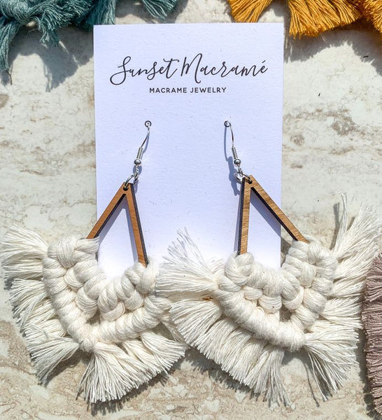 Heart- Shaped Macrame Earrings